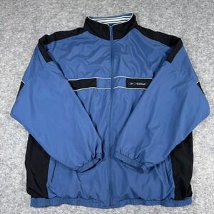 Reebok Mens VTG Windbreaker Jacket Blue Black Colorblock Zip Up Mens XXL